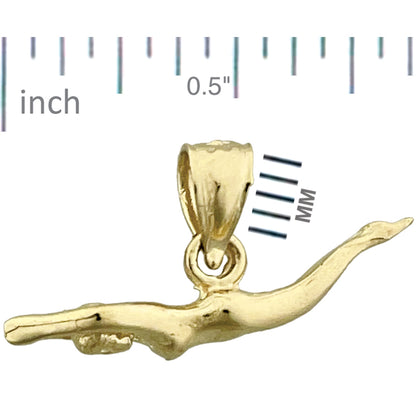 14K Gold 3D Swimmer Charm