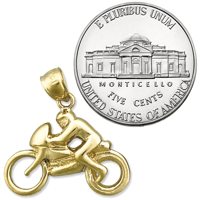 14K Gold Speed Motorcycle and Rider Charm