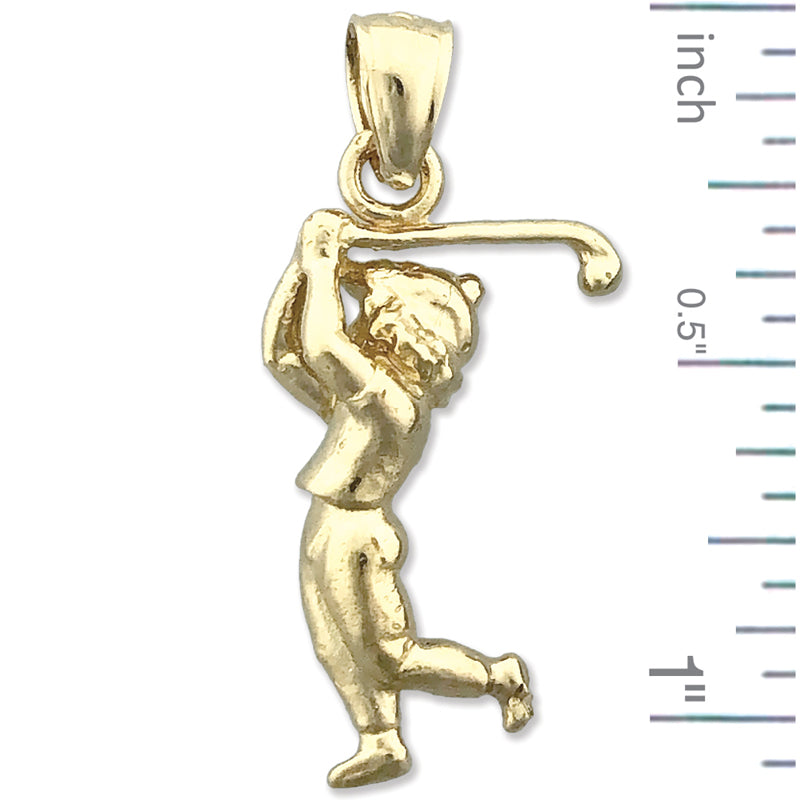 14K Gold 3D Golfer Charm