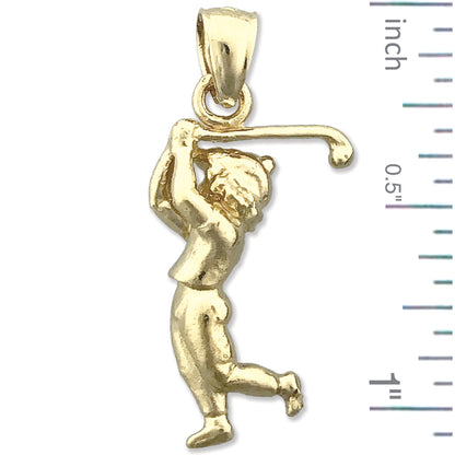 14K Gold 3D Golfer Charm