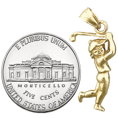 14K Gold 3D Golfer Charm