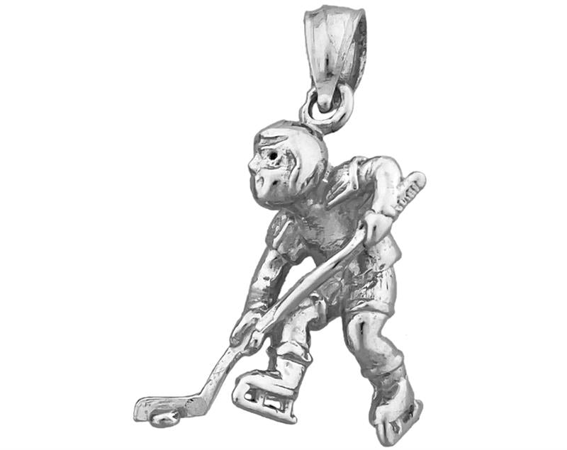 14K Gold 3D Hockey Player Charm