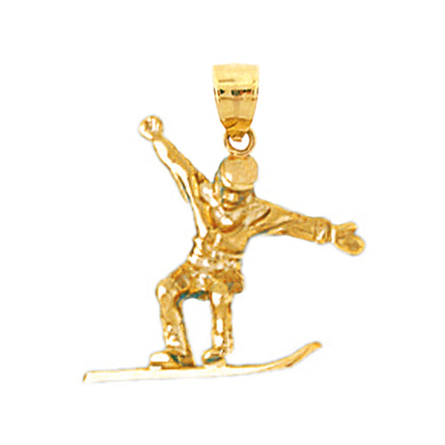 14K Gold 3D Snowboarder Charm