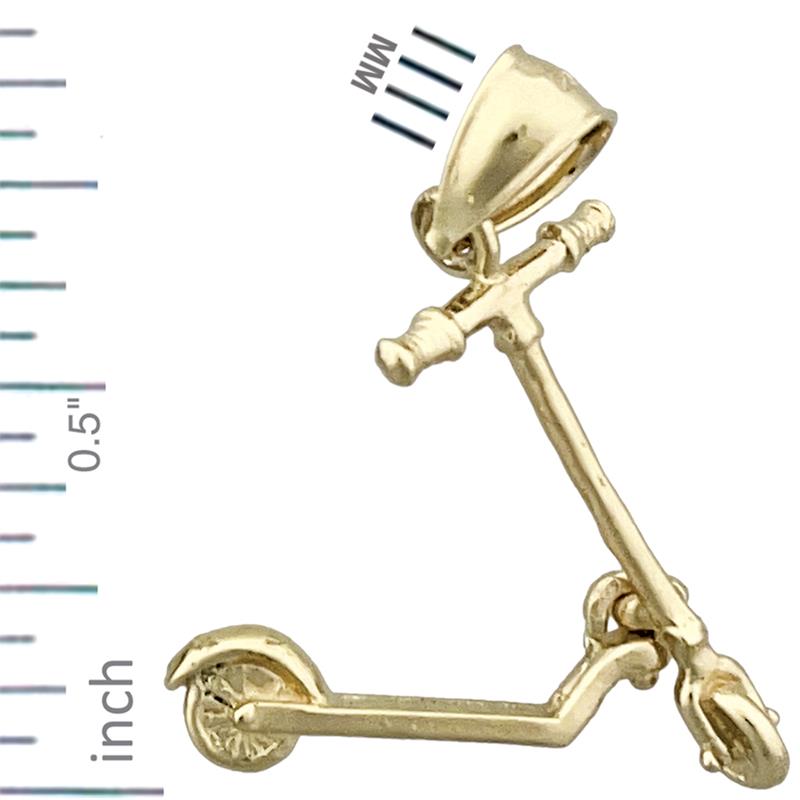 14K Gold 3D Scooter Moveable Charm