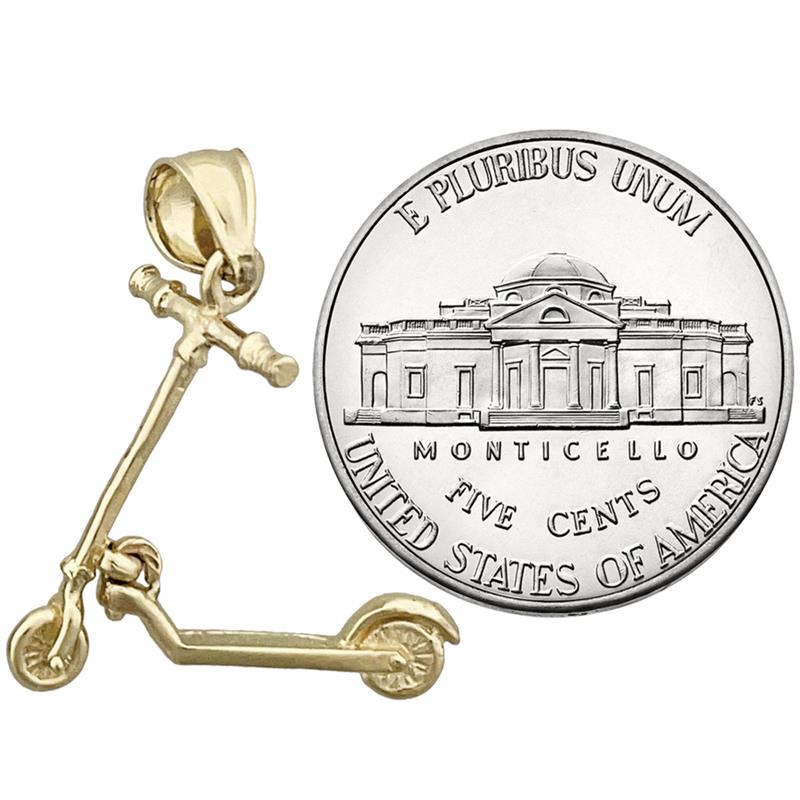 14K Gold 3D Scooter Moveable Charm