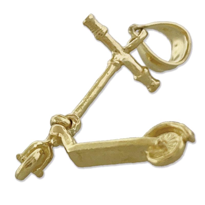14K Gold 3D Scooter Moveable Charm