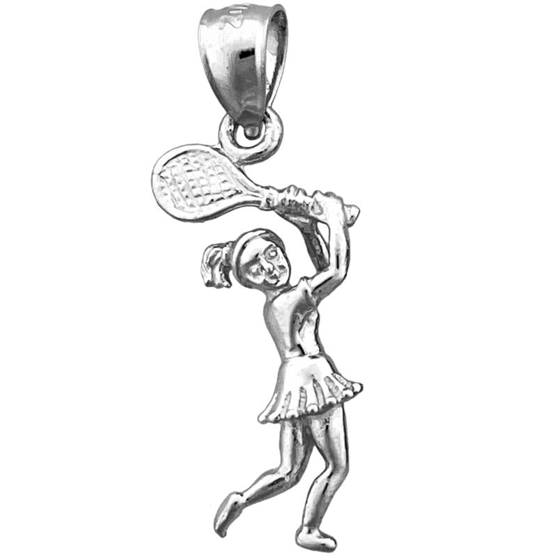 14K Gold 3D Female Tennis Player Charm