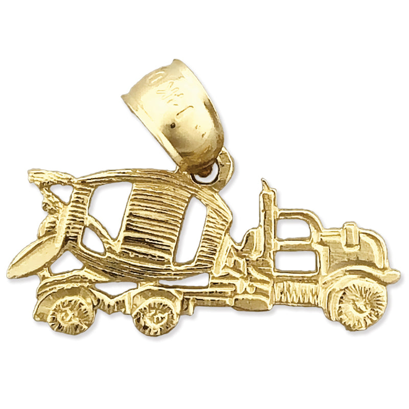 14K Gold Concrete Mixer Truck Charm