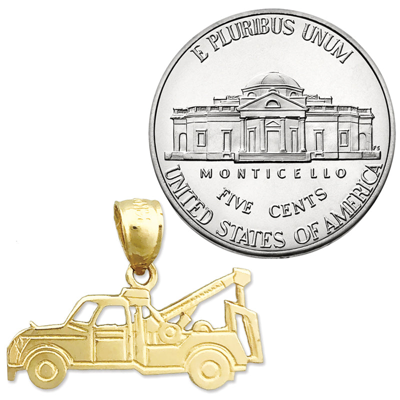 14K Gold Cut Out Tow Truck Charm
