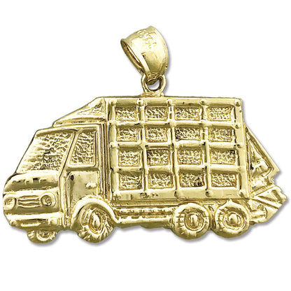 14K Gold Trash Dump Truck Pendant