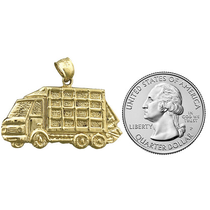 14K Gold Trash Dump Truck Pendant