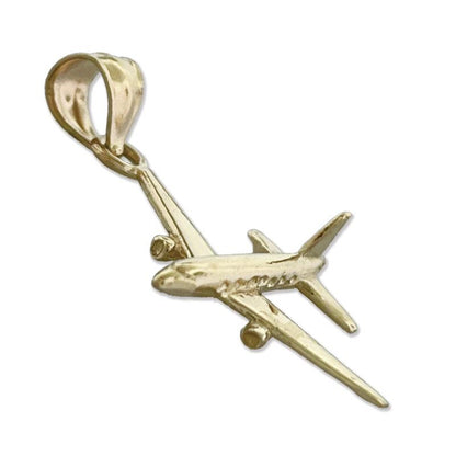 14K Gold Jetliner Airplane Charm