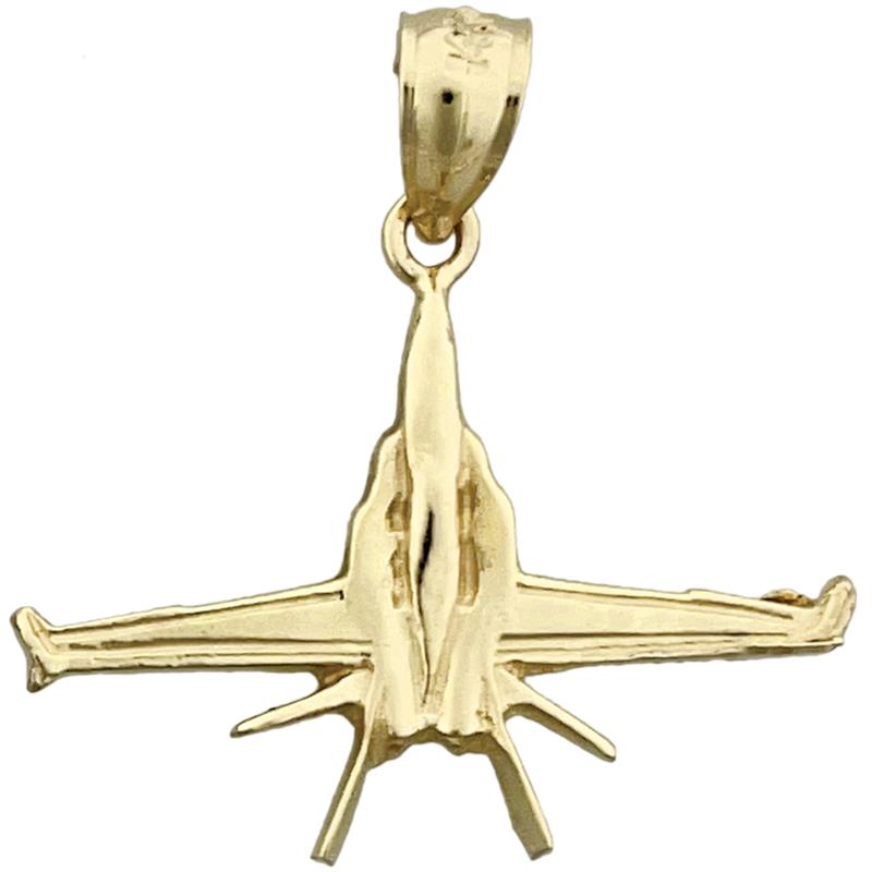 14K Gold Military Jet Plane Pendant