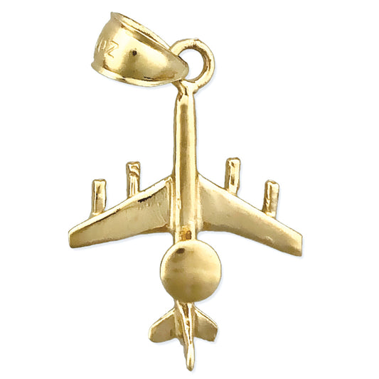 14K Gold 3 Dimensional E-3 Sentry (AWACS) Aircraft Charm