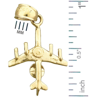 14K Gold 3 Dimensional E-3 Sentry (AWACS) Aircraft Charm