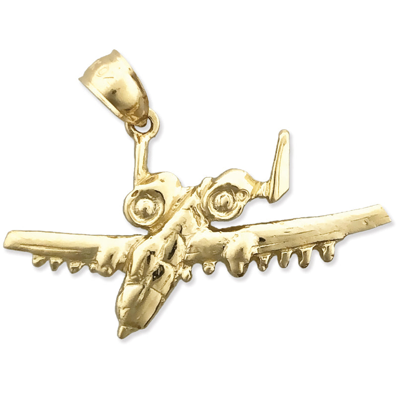 14K Gold A10 Thunderbolt Aircraft Pendant