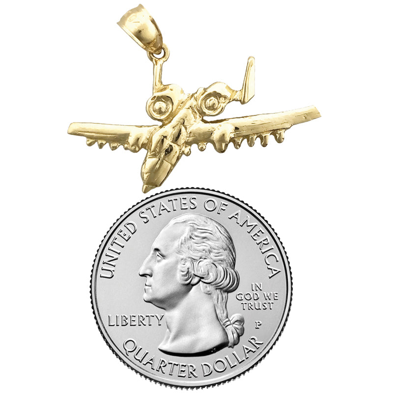 14K Gold A10 Thunderbolt Aircraft Pendant