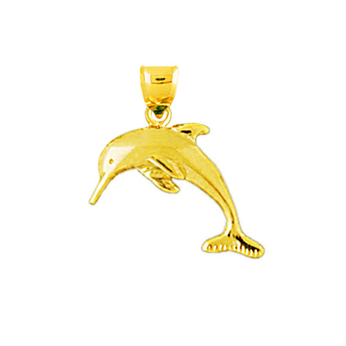 14K Gold 17MM Dolphin Calf Charm