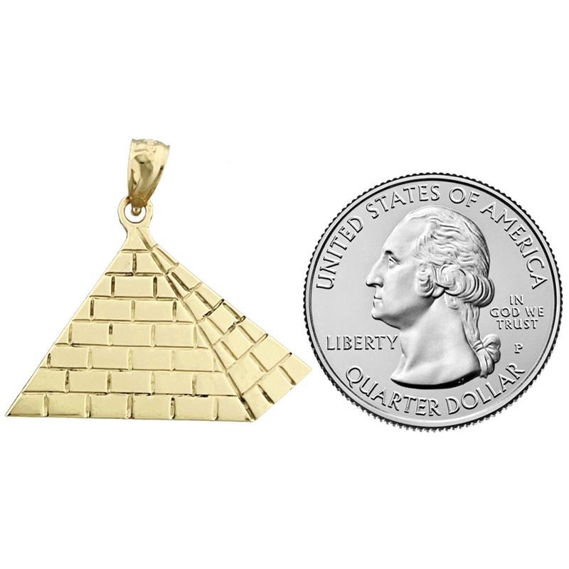14K Gold 30MM Egyptian Pyramid Pendant