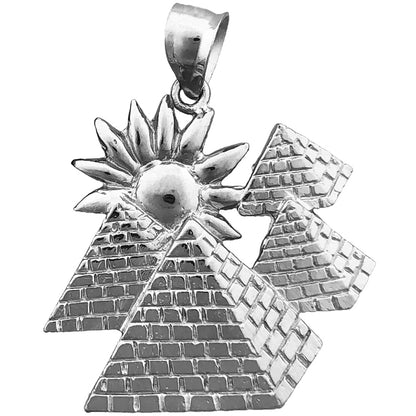 14K Gold 28MM Egyptian Pyramids with Sun Pendant
