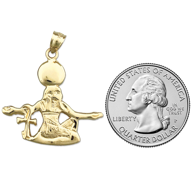 14K Gold Egyptian Ra God of the Sun Pendant