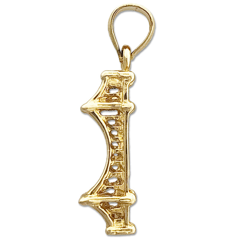 14K Gold 3D Golden Gate Bridge Charm