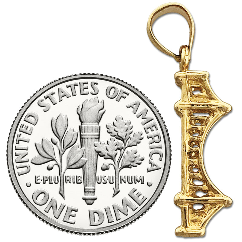 14K Gold 3D Golden Gate Bridge Charm