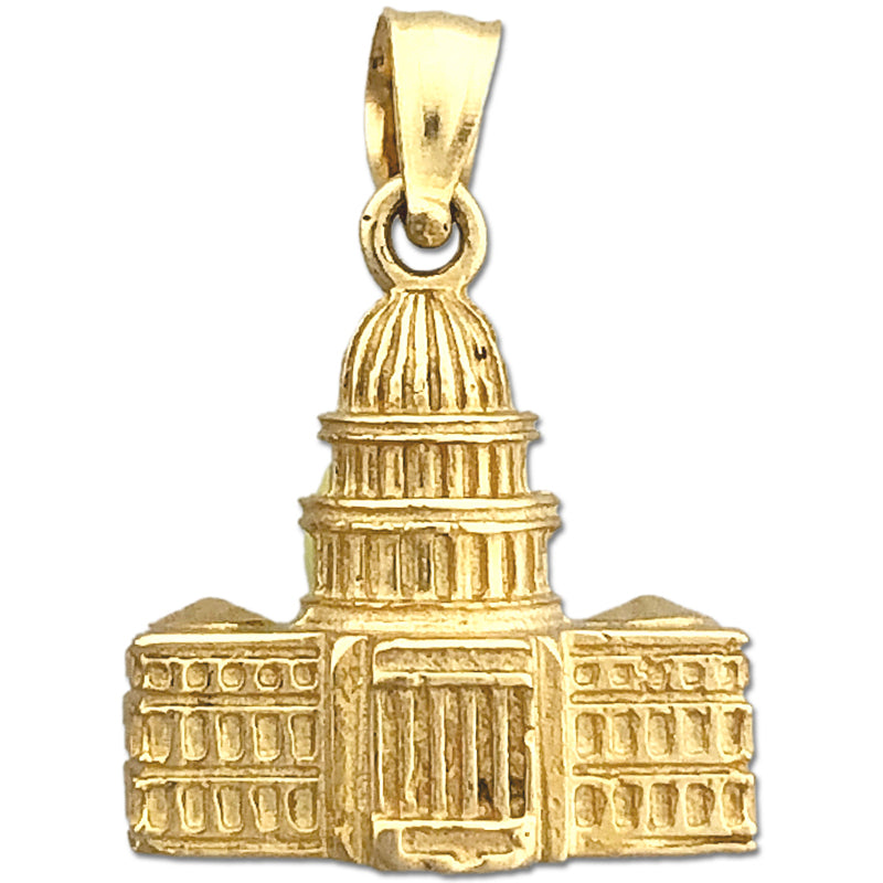14K Gold 3D Washington DC US Capitol Building Charm