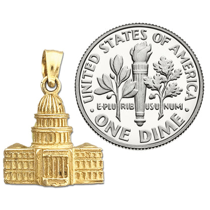 14K Gold 3D Washington DC US Capitol Building Charm