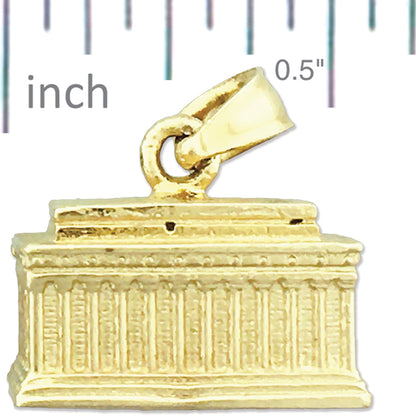 14K Gold 3D Washington DC Lincoln Memorial Charm