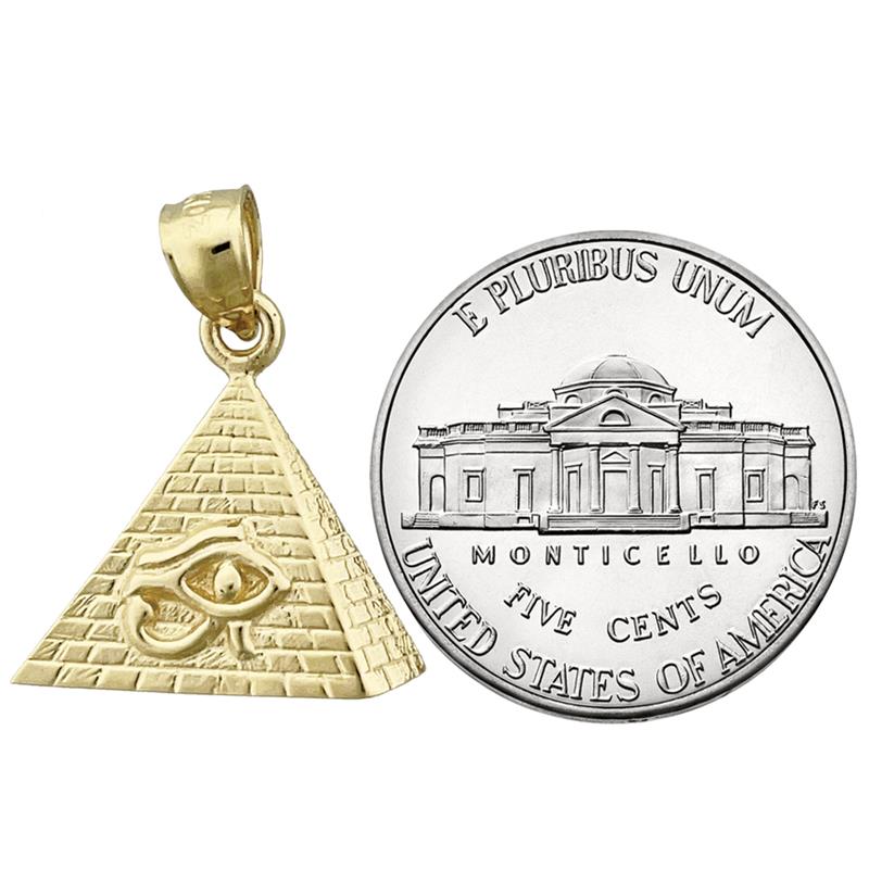 14K Gold Eye of Horus Egyptian Pyramid Charm