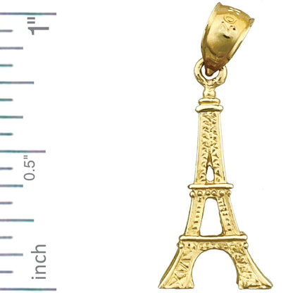 14K Gold 3D Paris Eiffel Tower Charm