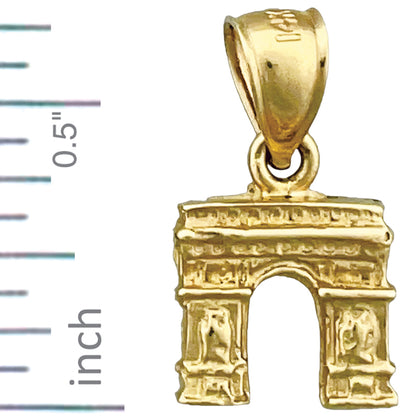 14K Gold 3D Arc De Triomphe Charm