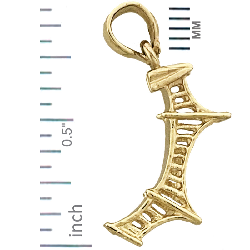 14K Gold 3D Mackinac Bridge Charm