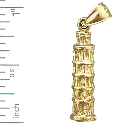 14K Gold 3D Italy Tower of Pisa Charm
