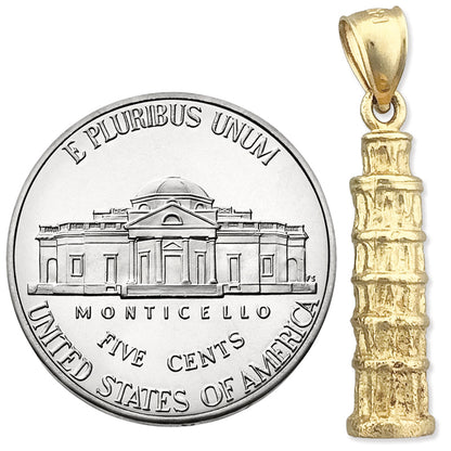 14K Gold 3D Italy Tower of Pisa Charm