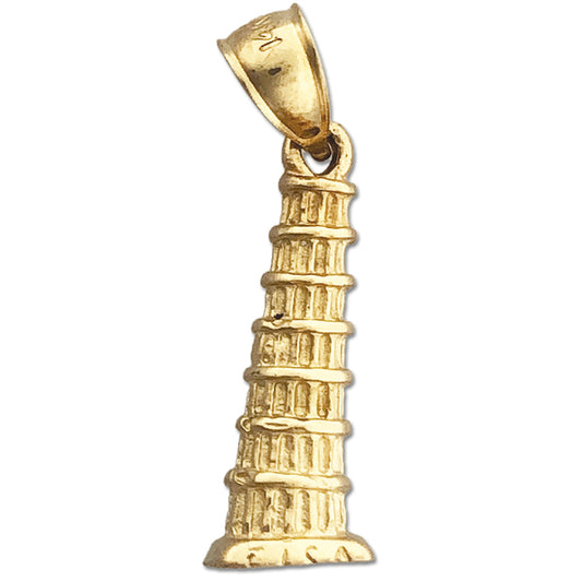 14K Gold 3D Leaning Tower of Pisa Italy Charm