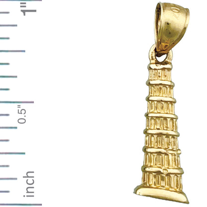 14K Gold 3D Leaning Tower of Pisa Italy Charm