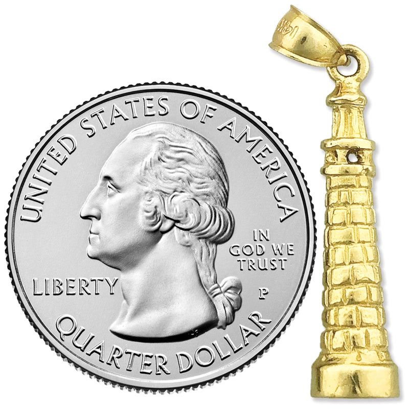 14K Gold 3D Italy Leaning Tower Of Pisa Charm