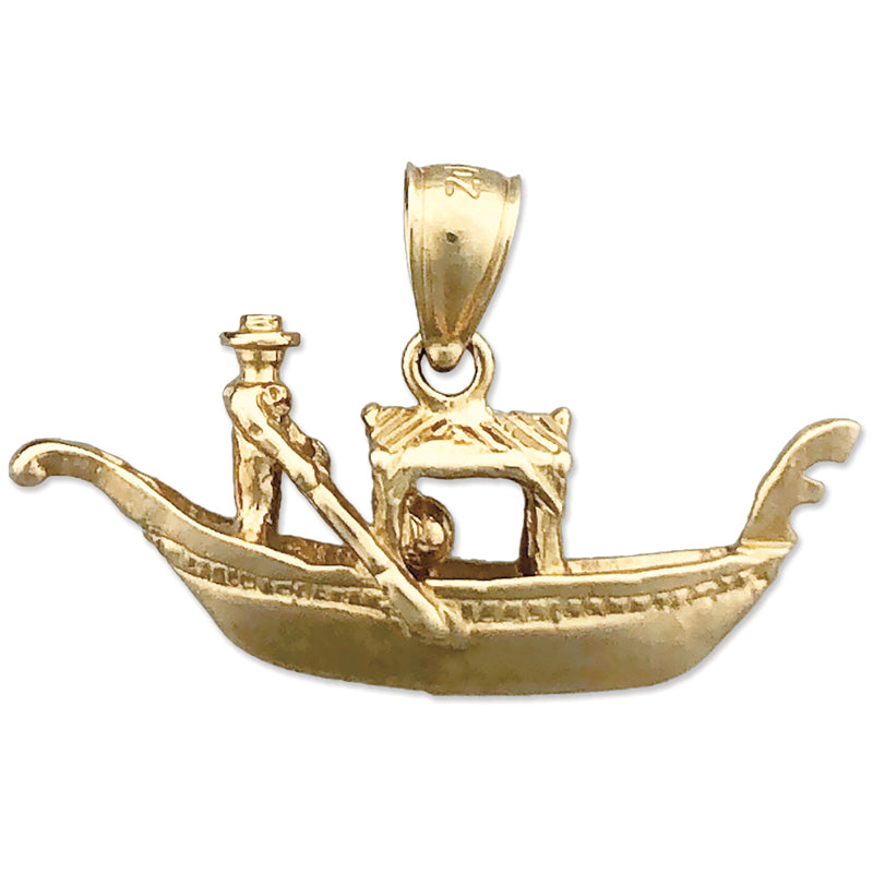 14K Gold 3D Venetian Gondola Pendant