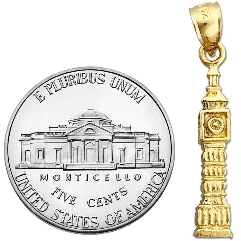 14K Gold 3D Big Ben London Charm