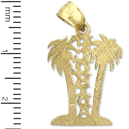 14K Gold Florida with Palm Trees Charm