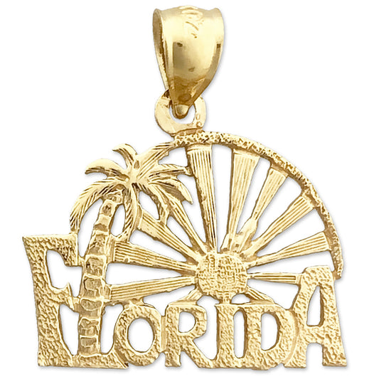 14K Gold Florida Palm Tree Sunset Charm