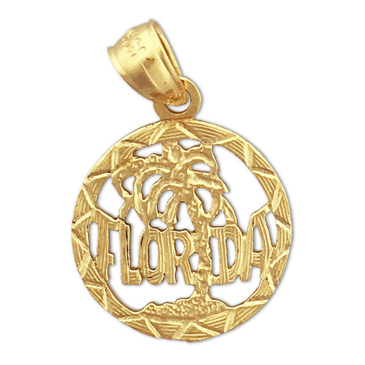 14K Gold Florida in Circle Charm