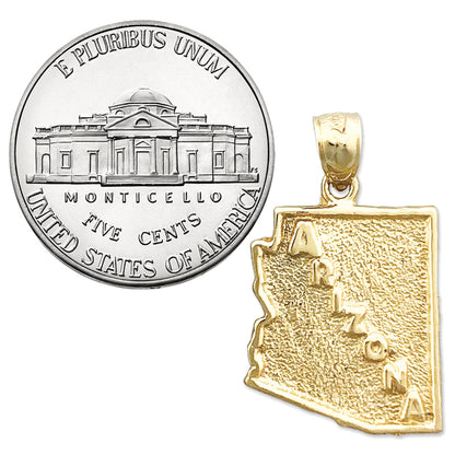 14K Gold Arizona State Map Charm