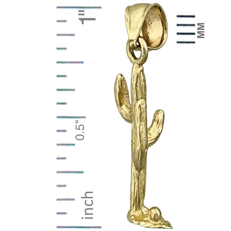 14K Gold 3-D Saguaro Cactus Charm