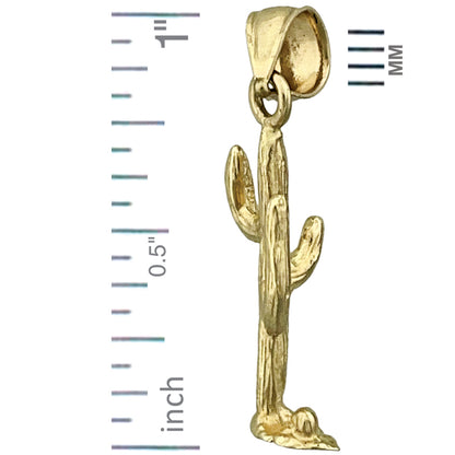 14K Gold 3-D Saguaro Cactus Charm