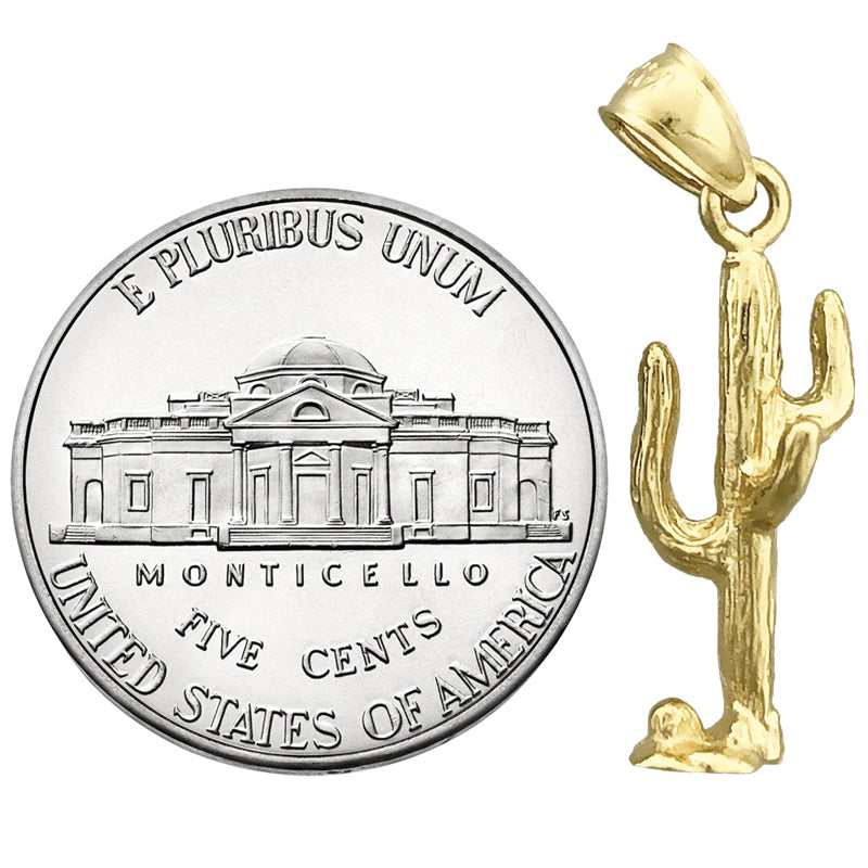14K Gold 3-D Saguaro Cactus Charm
