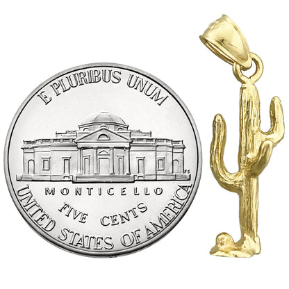 14K Gold 3-D Saguaro Cactus Charm
