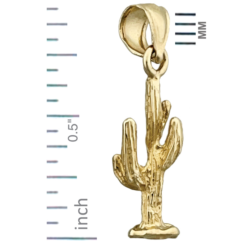 14K Gold 3-D Cactus Charm